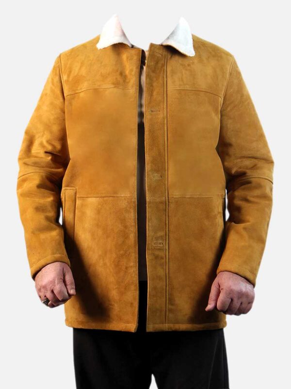 Car Coat With White Shearling Collar