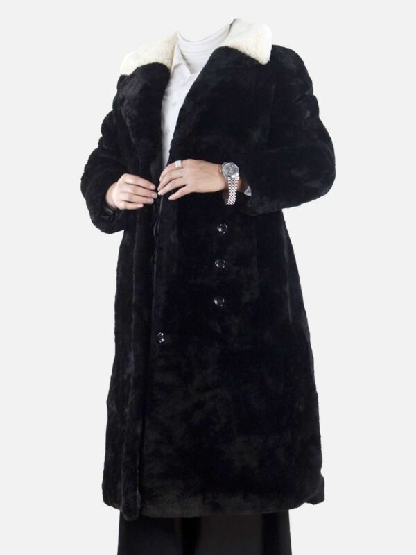 Black Mink Coat With Sheep Fur Collar